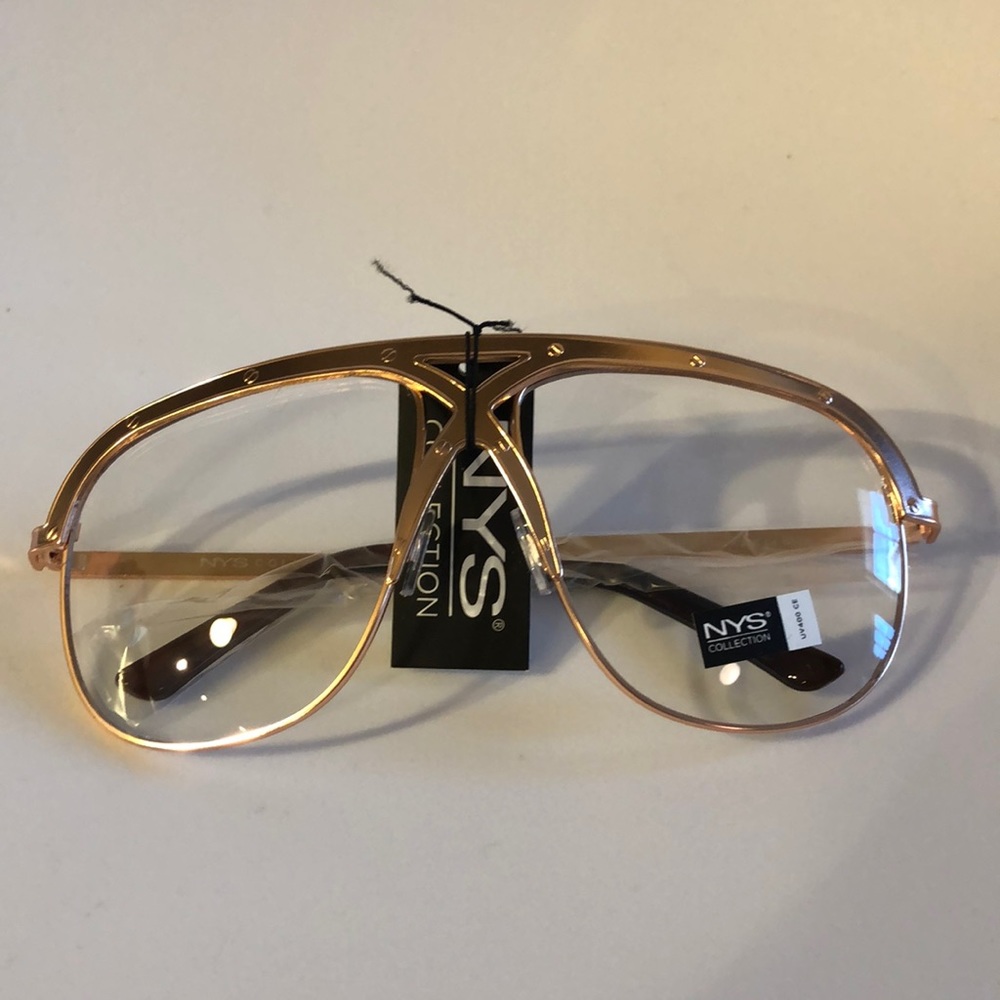 Oversize Clear RoseGold aviator thin  sunglasses